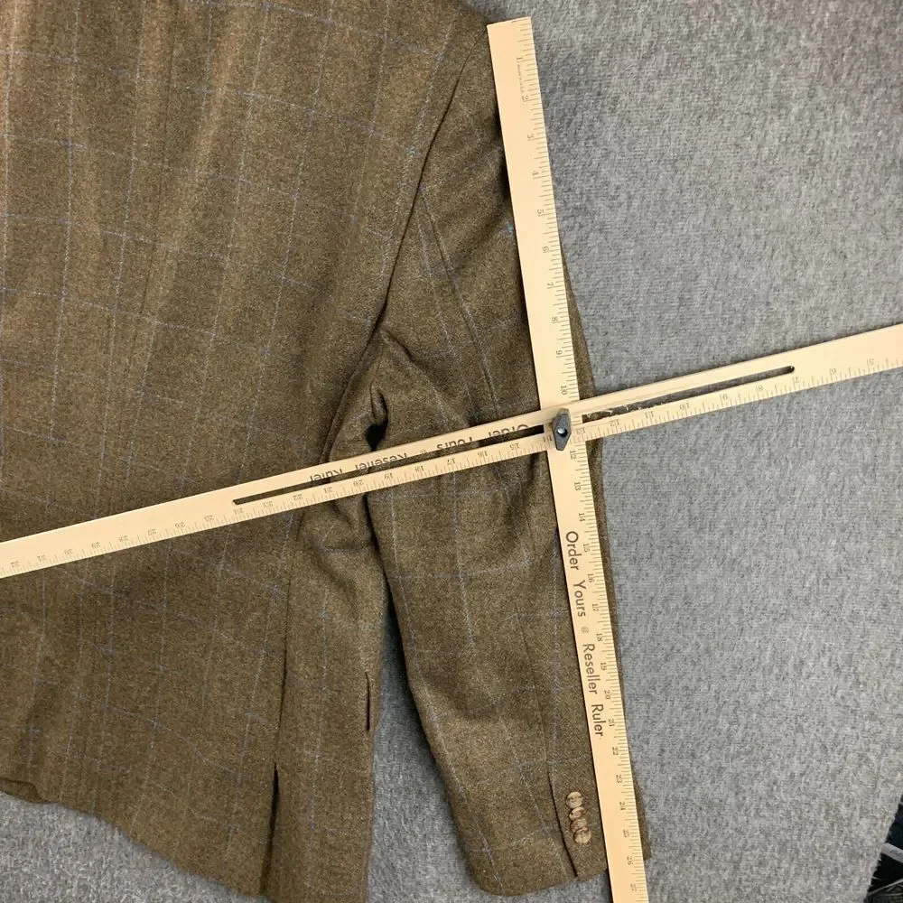 Haspel Belmont Blazer Jacket Men 48L (Fits Small) Brown Cashmere Wool Sport Coat